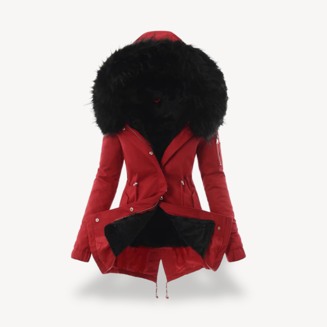 Warm women's parka with fur lining Winter