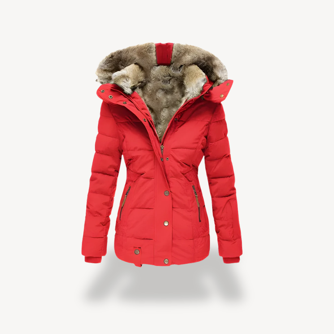 Women's Quilted Parka Jacket with Detachable Faux Fur Hood