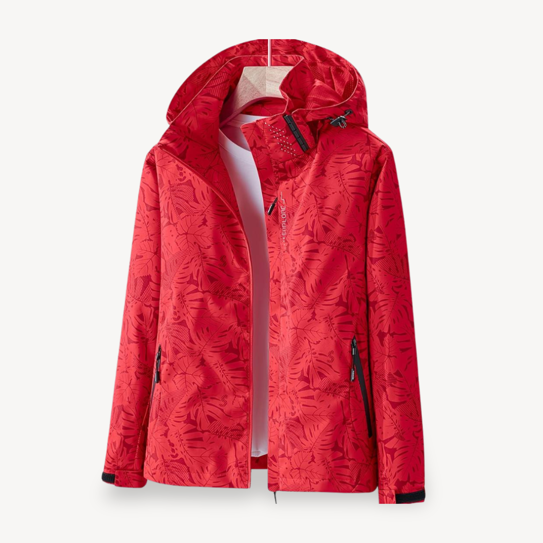 Waterproof Rain Jacket for Women - Leaf Pattern