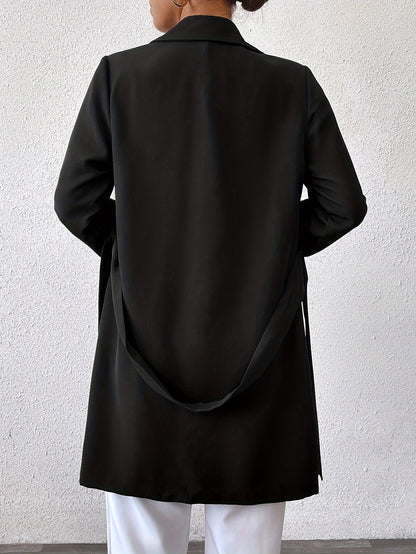 Moderne Lederjacke Reversibel Mit Gürtel - IdealeKleiden
