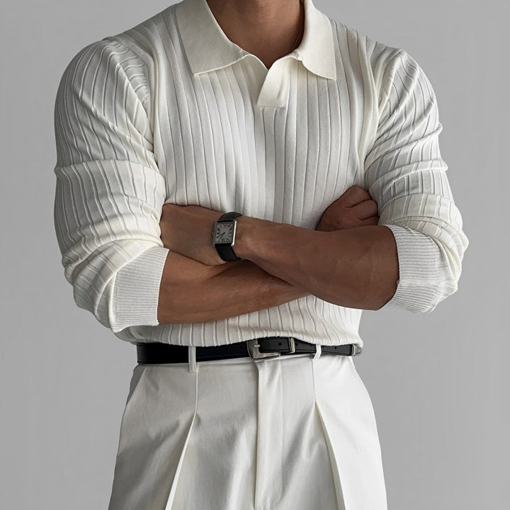 Herren Poloshirt Slim Fit Langarm - IdealeKleiden