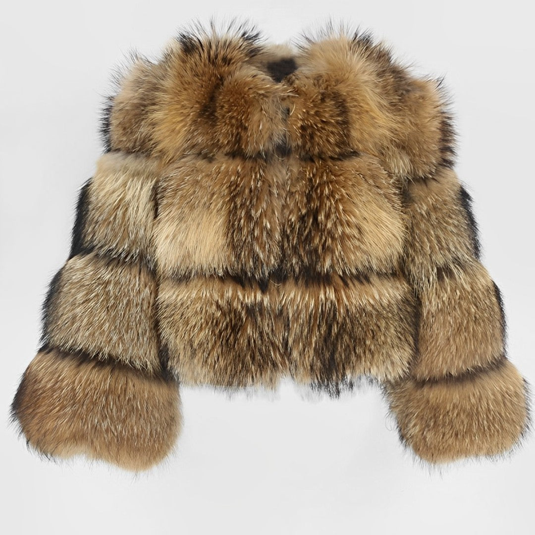 Stylish short coat with fur trim