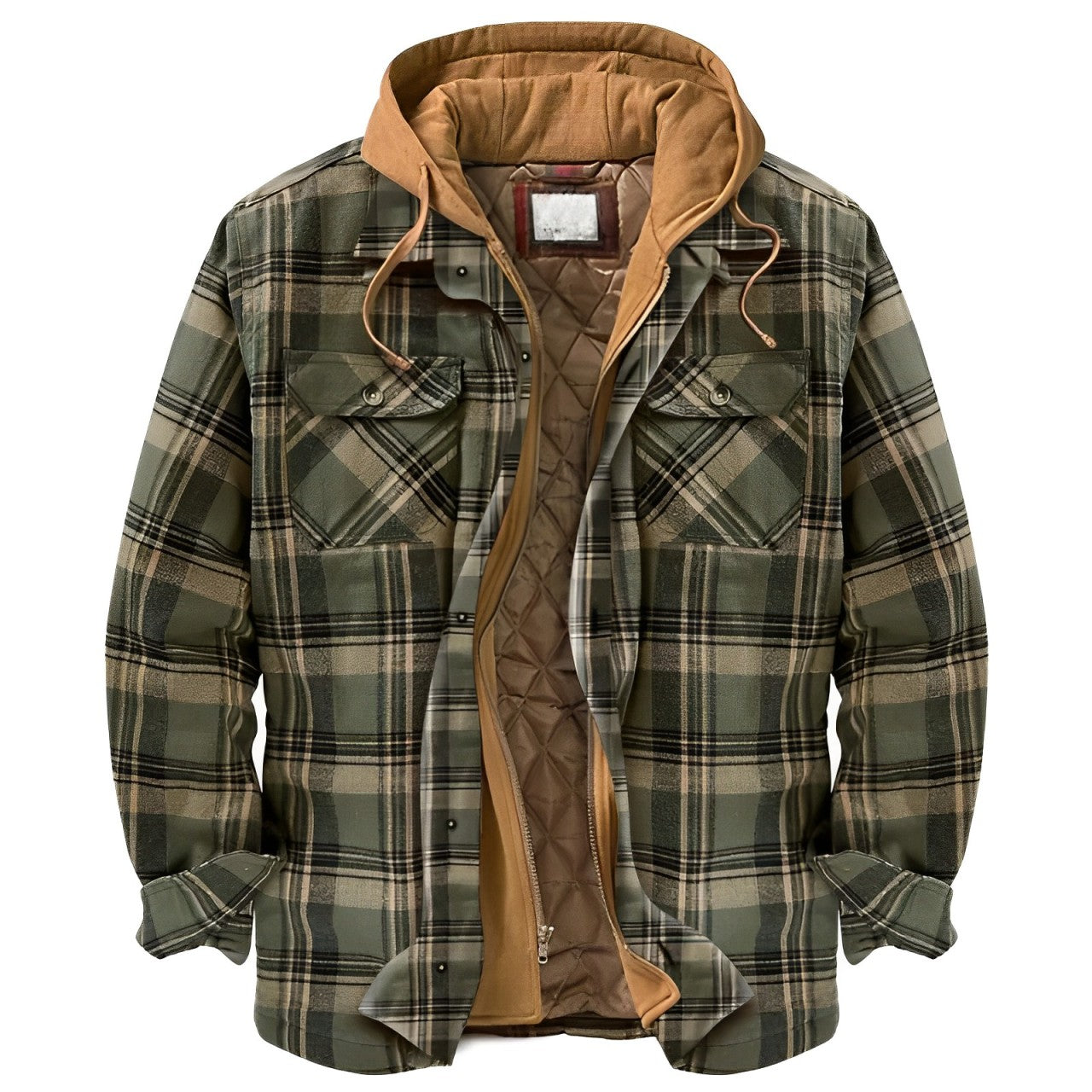 Men's Plaid Hooded Winter Jacket Warm
