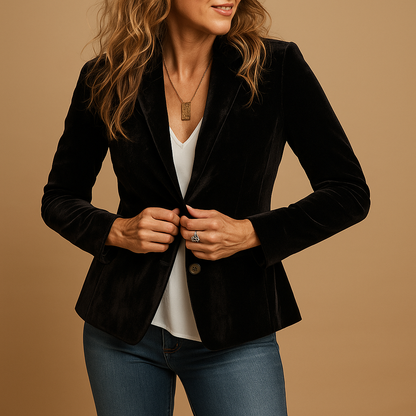 Damen Blazer Slim Fit mit Revers und Seitentaschen - IdealeKleiden
