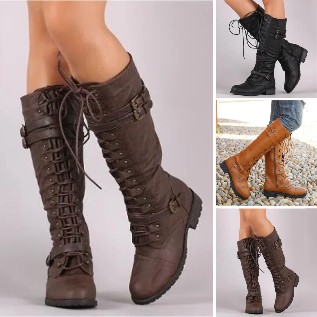 Stylische Damen Stiefel Retro Design - IdealeKleiden