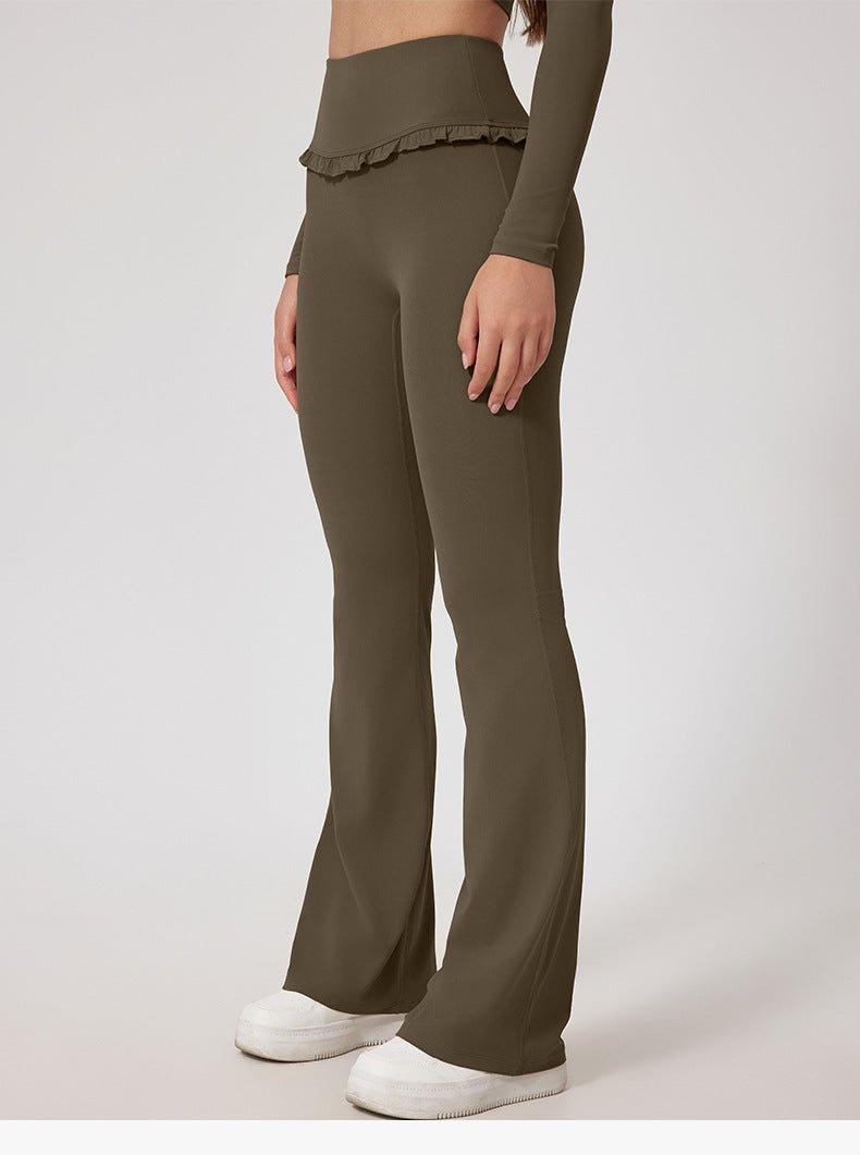 Women's High-Quality Yoga Pants with Ruffle Detail