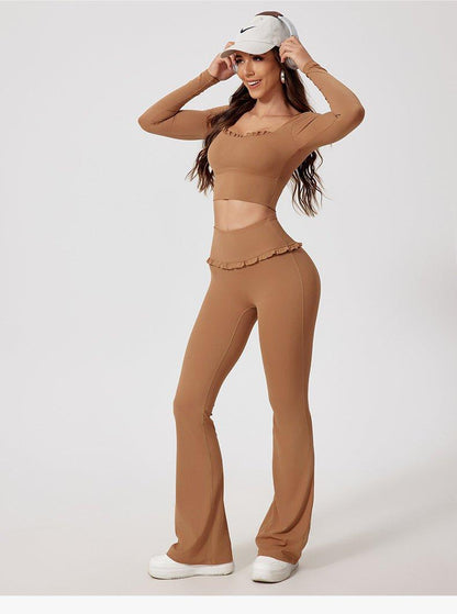 Women's High-Quality Yoga Pants with Ruffle Detail