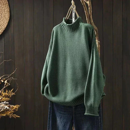 Bequemes Oversize Sweatshirt Rollkragen Pullover - IdealeKleiden