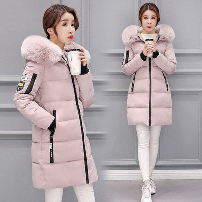 Elegant Women's High-Waisted Winter Coat with Fur Collar