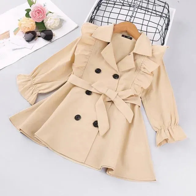 Sweet girls' ruffle trench coats