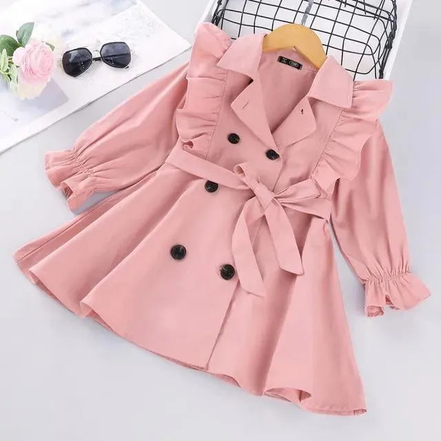 Sweet girls' ruffle trench coats