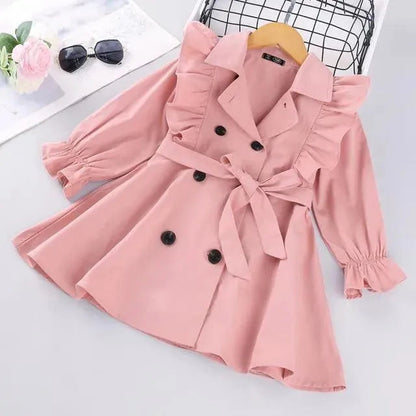 Sweet girls' ruffle trench coats