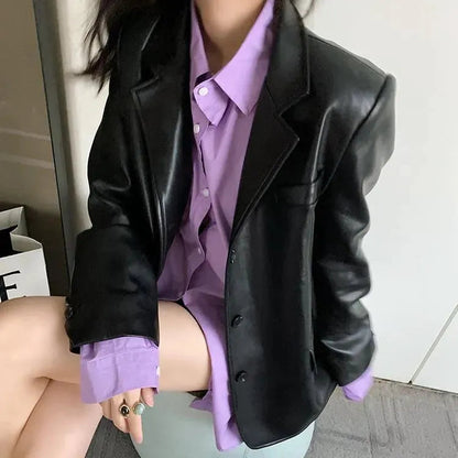 Modische Lederjacke Damen Übergröße Elegante Design - IdealeKleiden