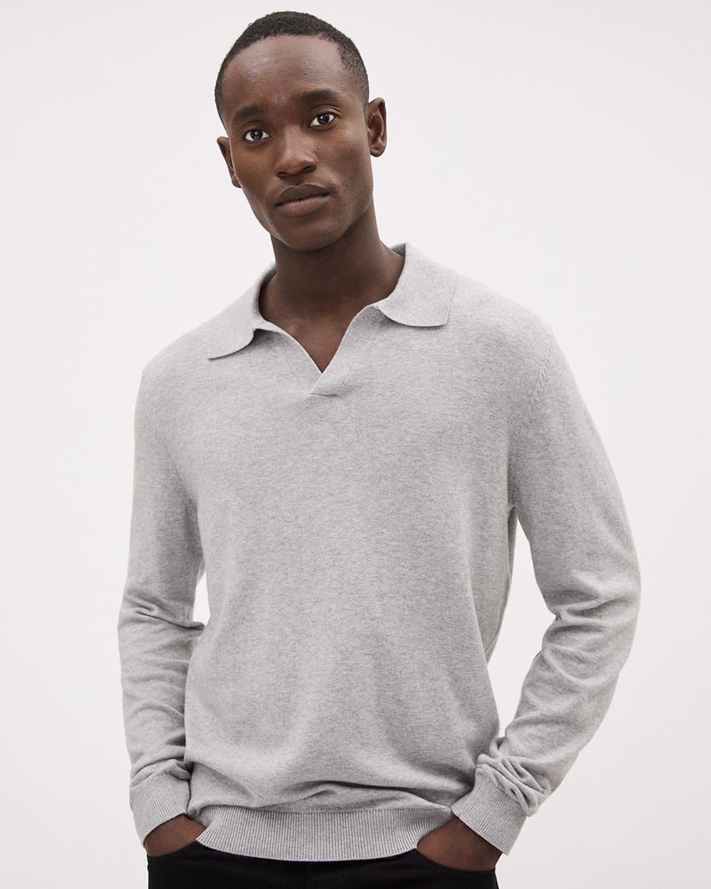 Elegant Cotton Polo Shirt with Johnny Collar