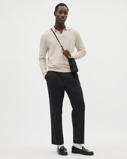 Elegant Cotton Polo Shirt with Johnny Collar