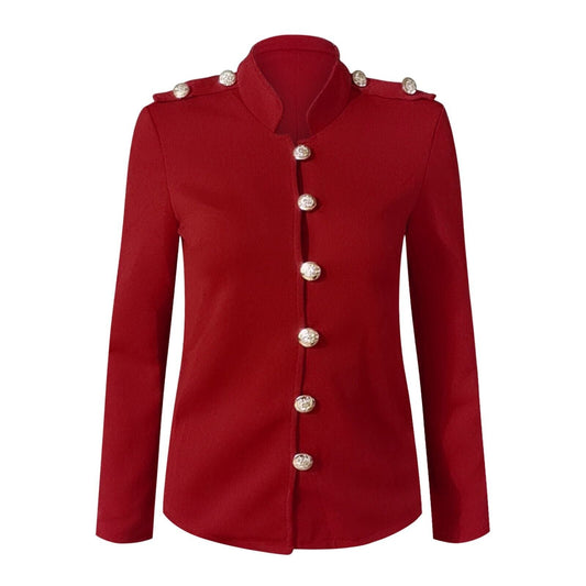 Modische Militärjacke Damen Knopffront - IdealeKleiden