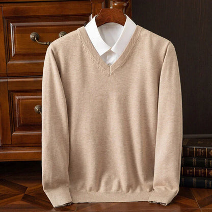 Men's V-Neck Long Sleeve Knitted Sweater