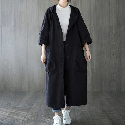 Women's Oversized Trench Coat with Hood