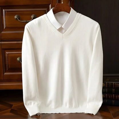 Men's V-Neck Long Sleeve Knitted Sweater