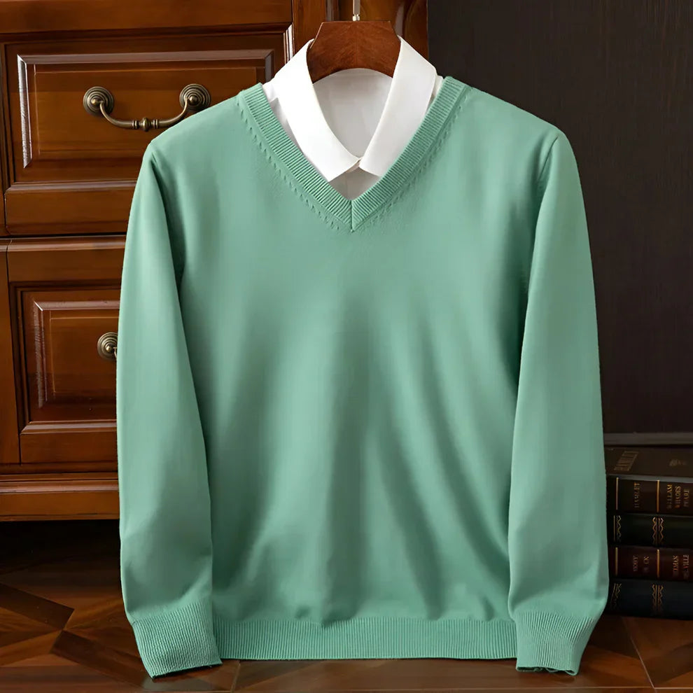 Men's V-Neck Long Sleeve Knitted Sweater