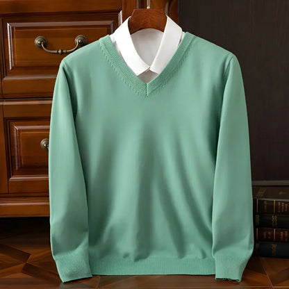 Men's V-Neck Long Sleeve Knitted Sweater