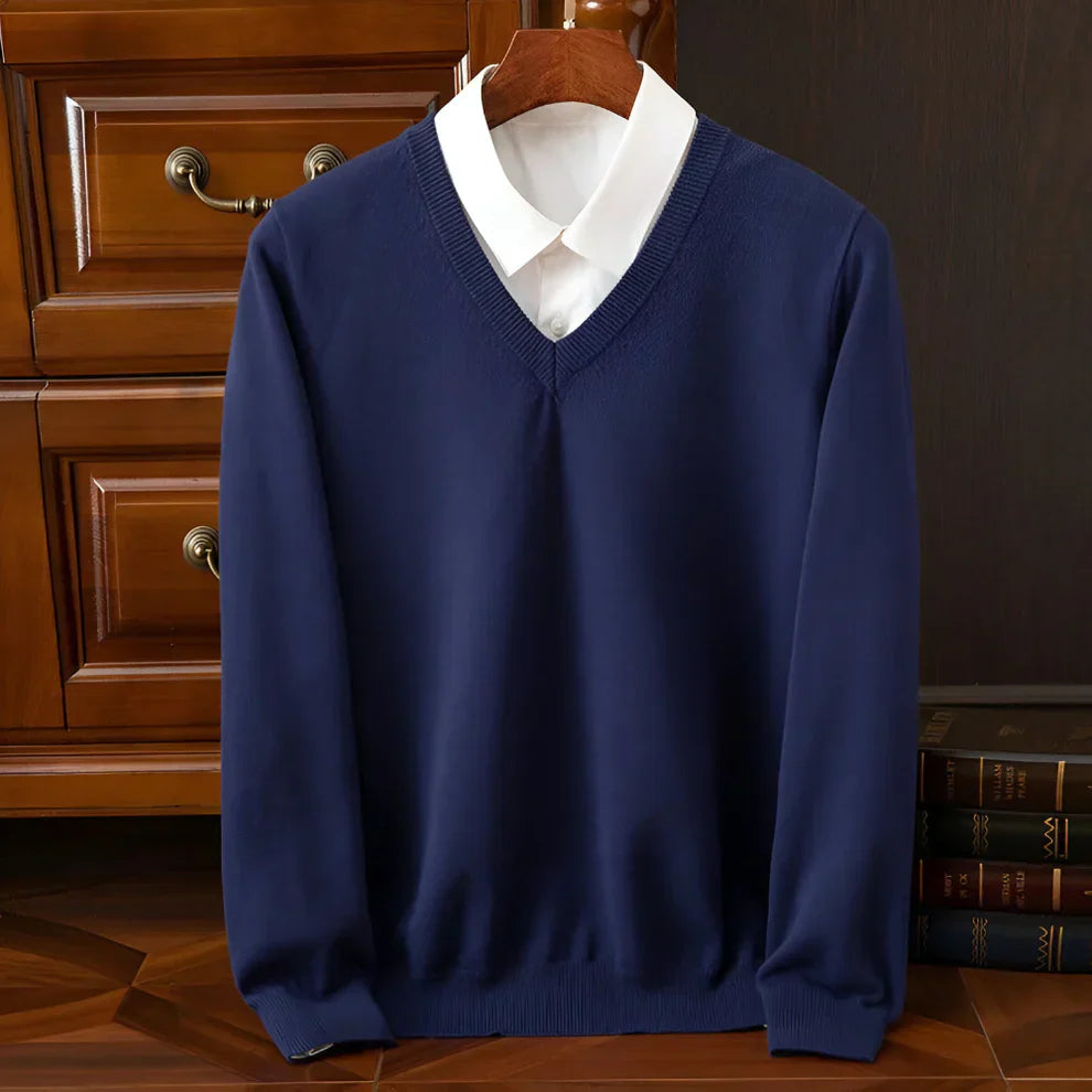 Men's V-Neck Long Sleeve Knitted Sweater
