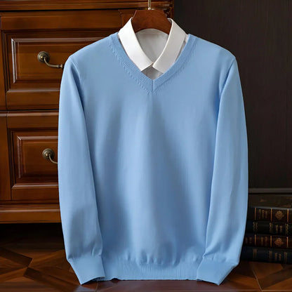 Men's V-Neck Long Sleeve Knitted Sweater