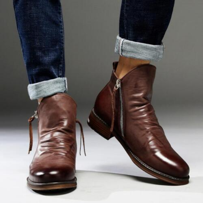 Elegante Lederstiefel Glattes Design - IdealeKleiden