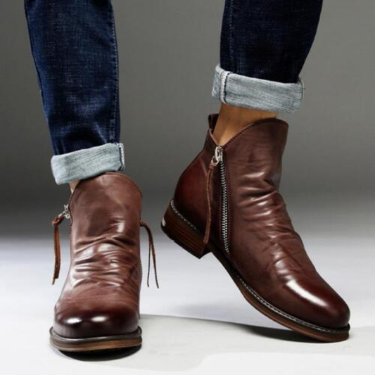 Elegante Lederstiefel Glattes Design - IdealeKleiden