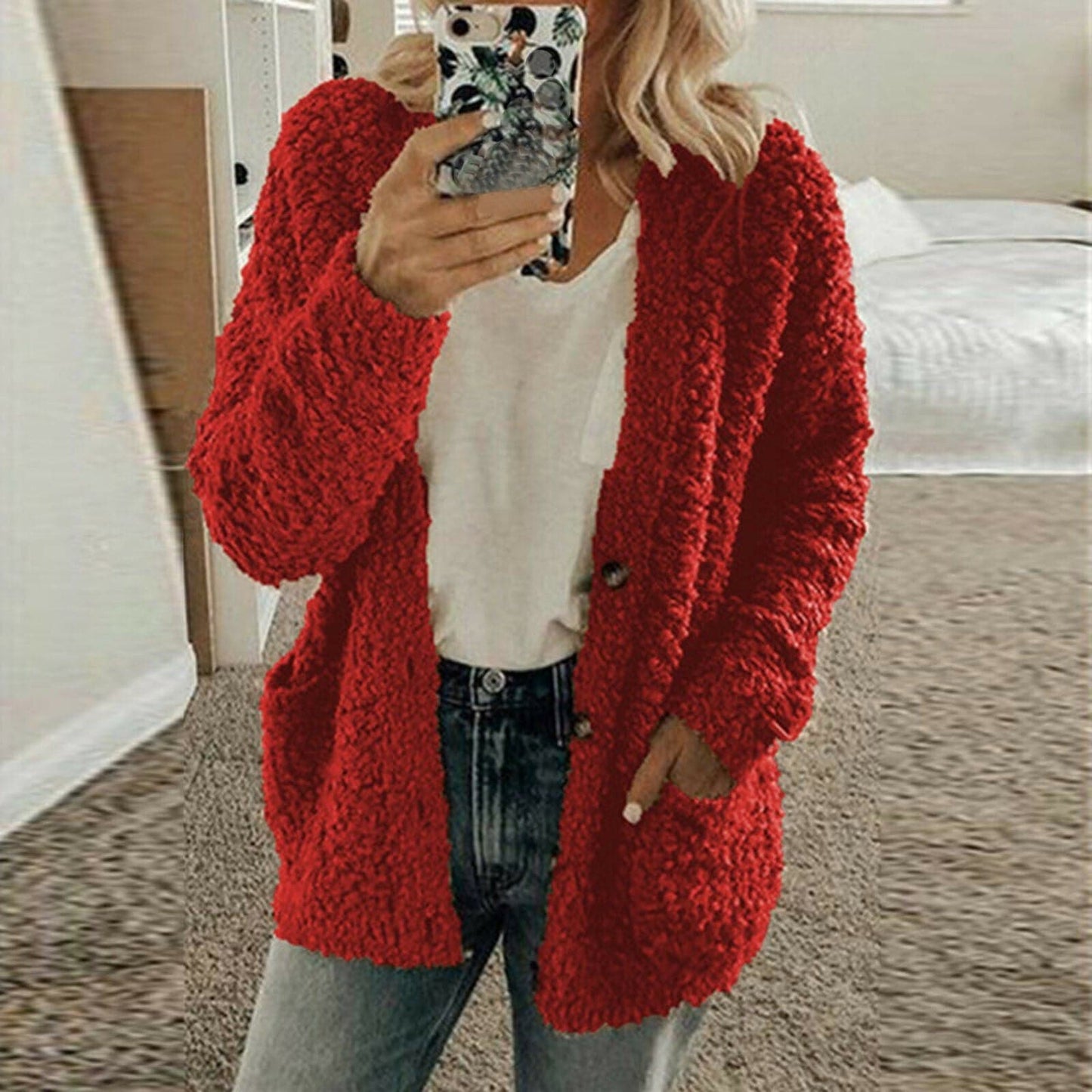 Soft Knit Cardigan Casual Chunky Knit Comfortable