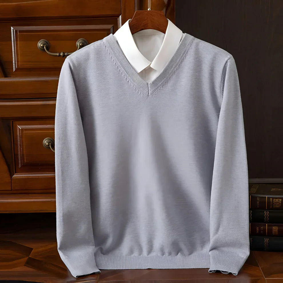 Men's V-Neck Long Sleeve Knitted Sweater