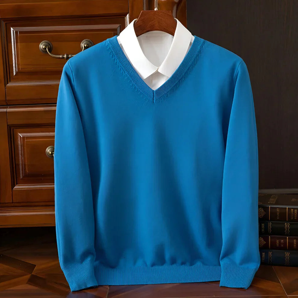 Men's V-Neck Long Sleeve Knitted Sweater