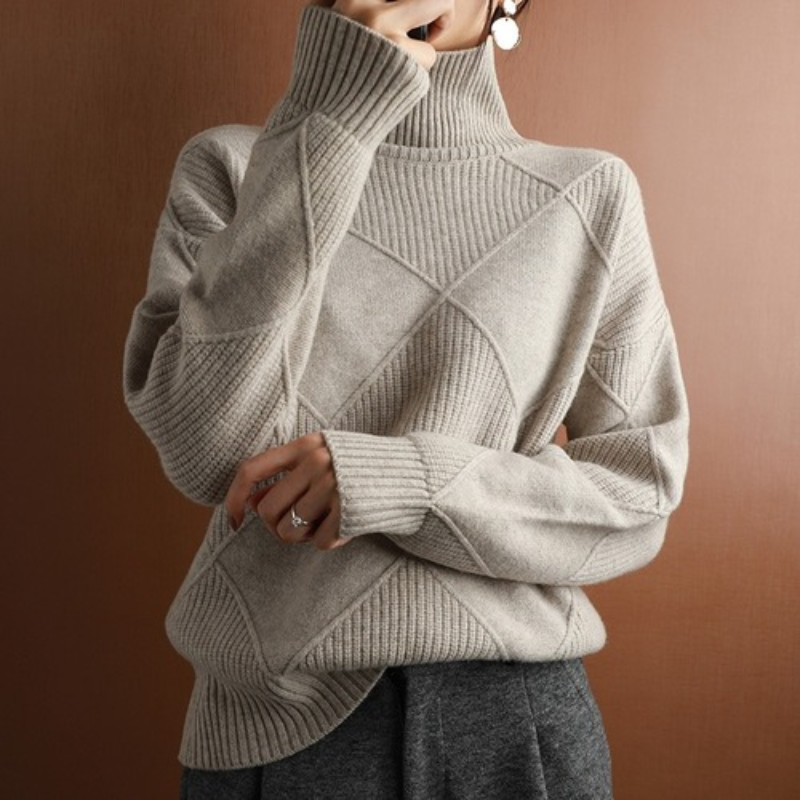 Women's Scarf Turtleneck Diamond Pattern Soft