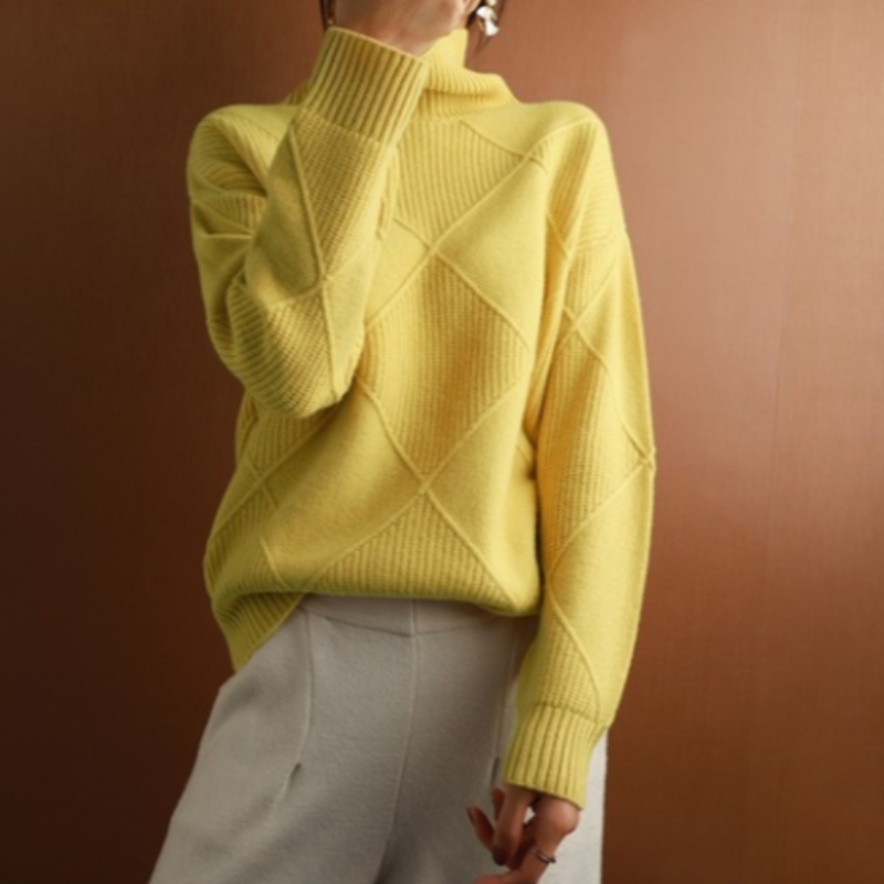Women's Scarf Turtleneck Diamond Pattern Soft