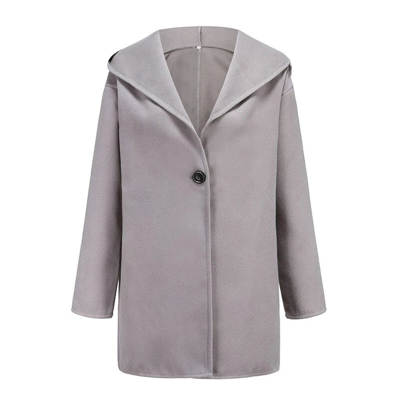 Women's Long Black Winter Coat - Elegant Trench Coat for Women