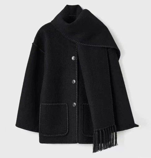 Winter Coat Poncho-Style Oversized Wool Blend