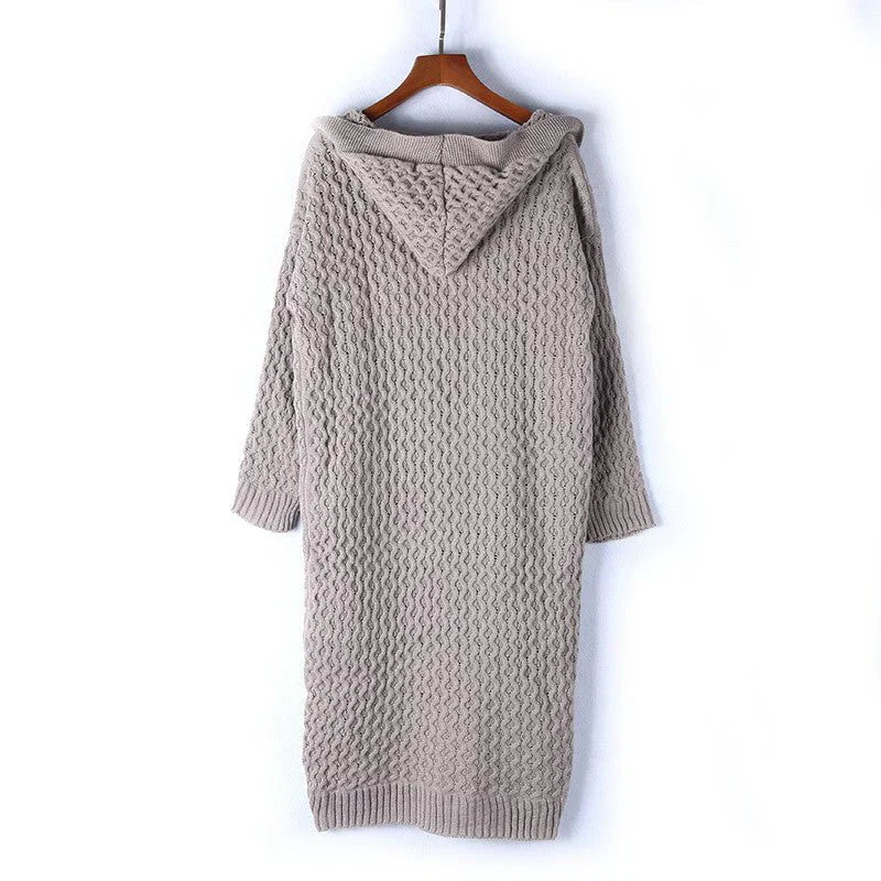 Große Strickjacke Kapuzenpullover Wollig Übergröße - IdealeKleiden