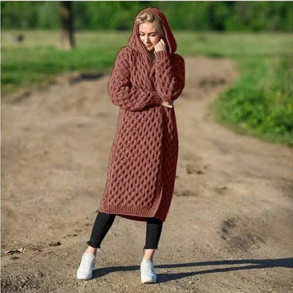 Große Strickjacke Kapuzenpullover Wollig Übergröße