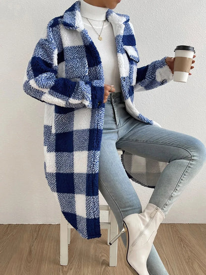 Checked Cardigan for Women Long
