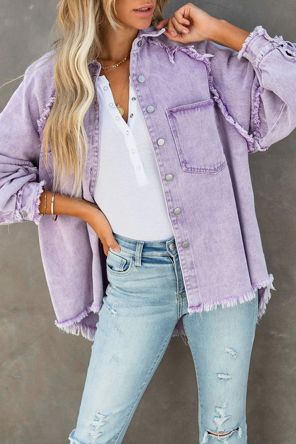 Oversized Women's Corduroy Jacket with Fringes Trendy