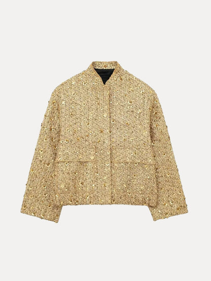 Women's Bomber Jacket Glamour Glitter Party Style