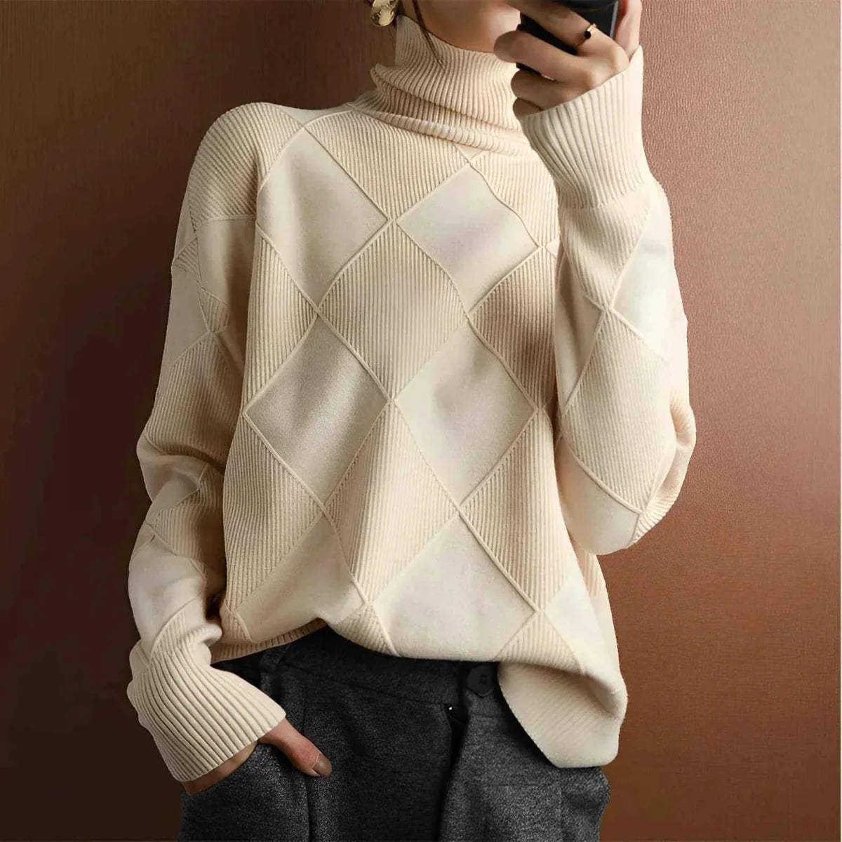 Einfacher Rollkragen Pullover - IdealeKleiden