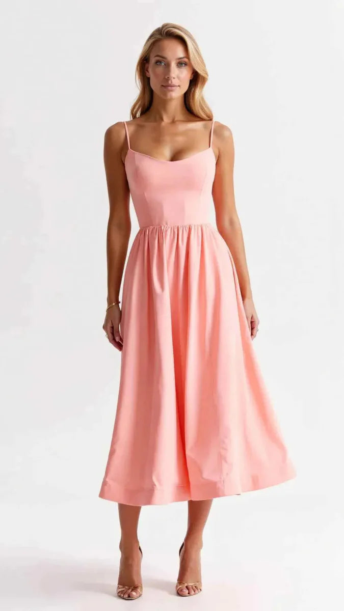 Elegant belted midi dress