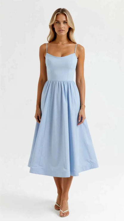 Elegant belted midi dress