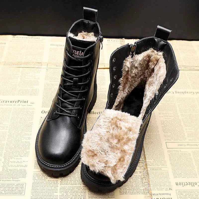 Schwarze Stiefel Warm Winter - IdealeKleiden