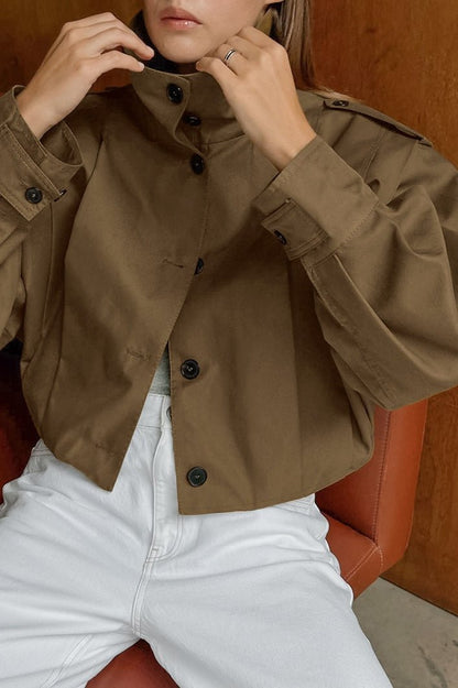 Stylish Women's Jacket Pleated Collar Design