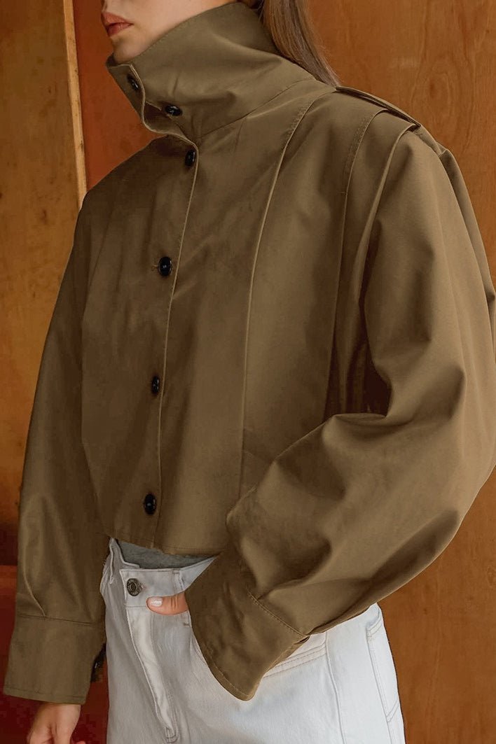 Stylish Women's Jacket Pleated Collar Design