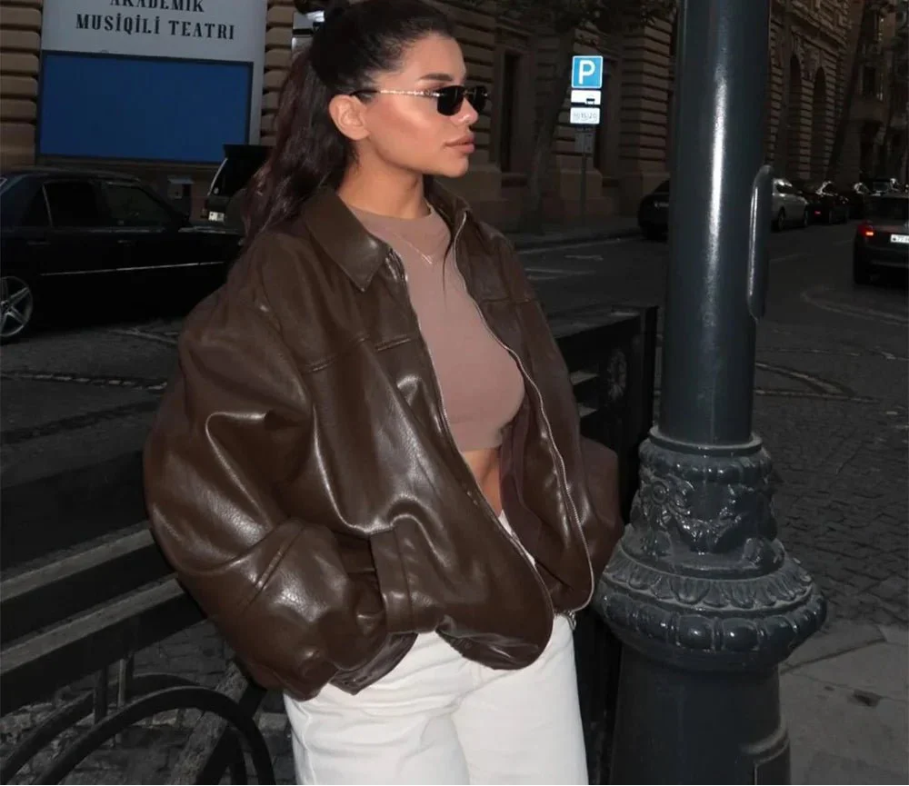 Vegan Leather Jacket Elegant Black