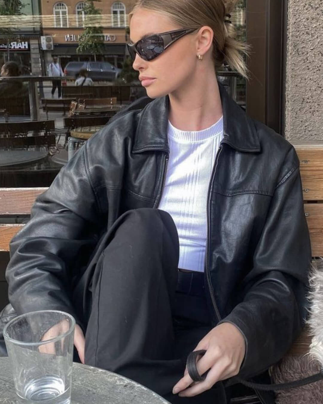 Vegan Leather Jacket Elegant Black