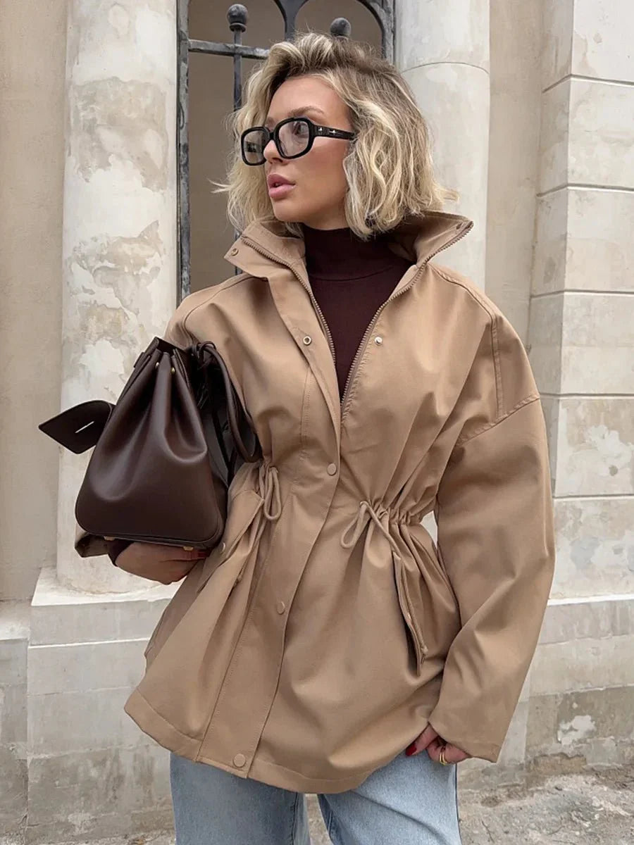 Elegant Trench Coat with Drawstring